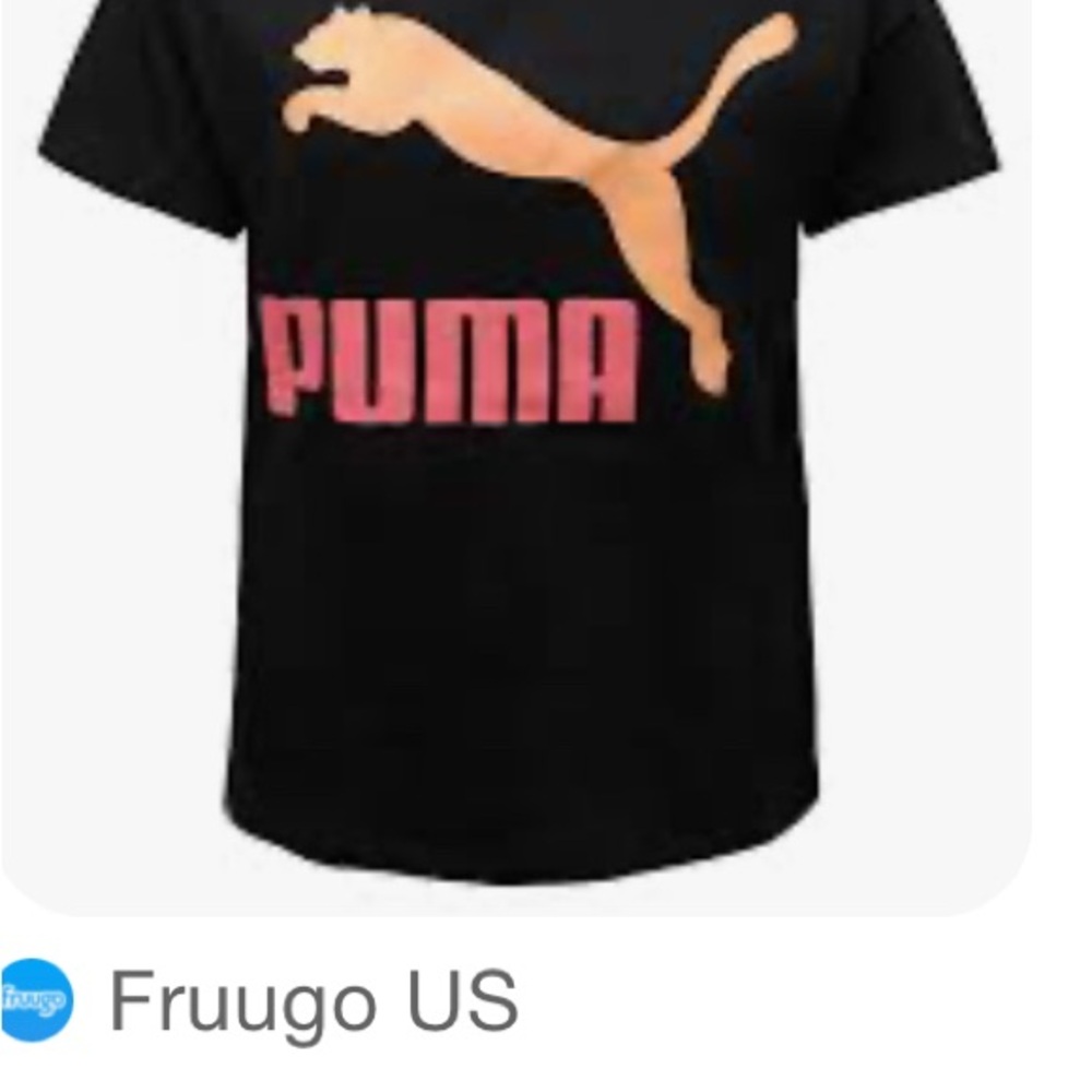 Puma Black Tee with Pink Logo and Peach Cat